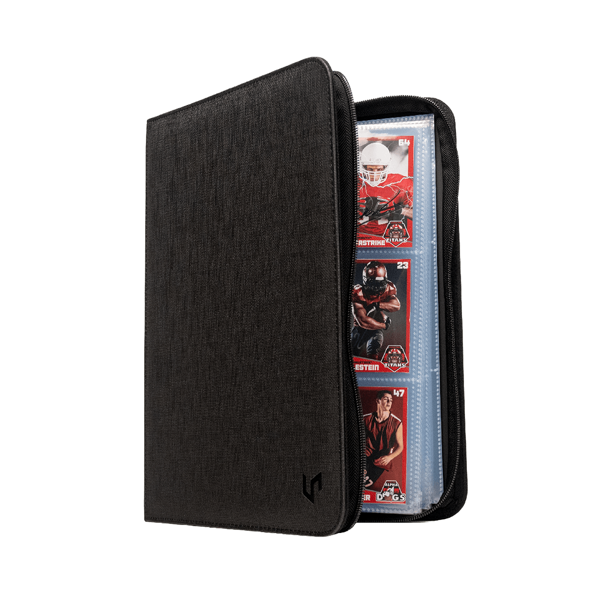 Ultra Pro 9-Pocket Zippered Premium Pro-Binder open, three-quarter view showing 9-pocket pages