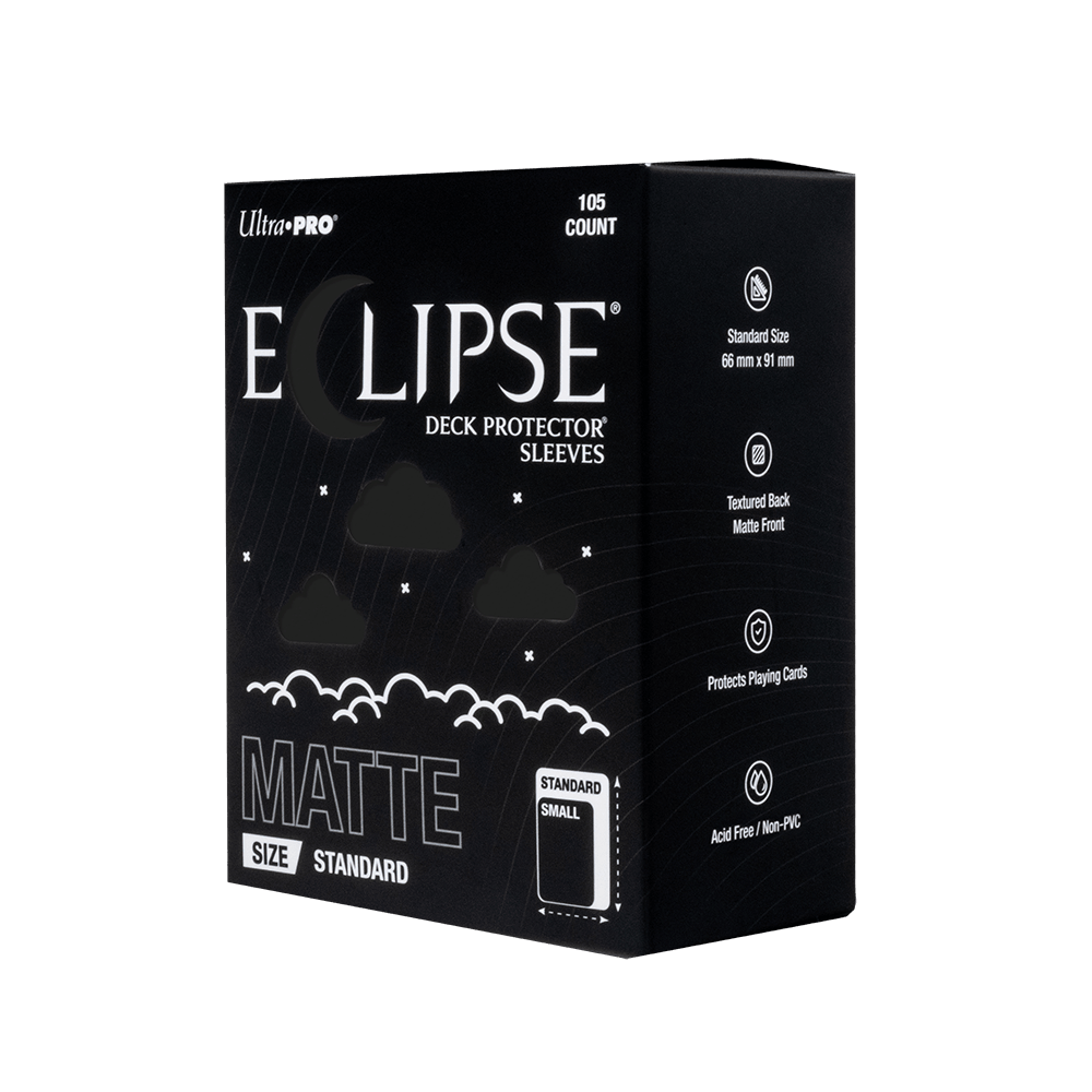 Ultra Pro Eclipse Matte Standard Sleeves Jet Black pack, angled view