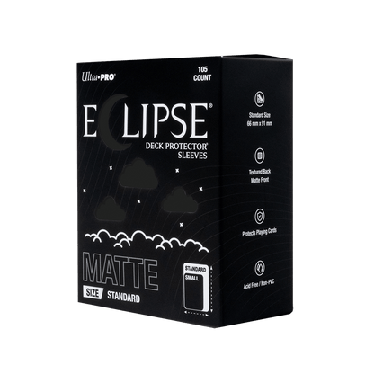 Ultra Pro Eclipse Matte Standard Sleeves Jet Black pack, angled view