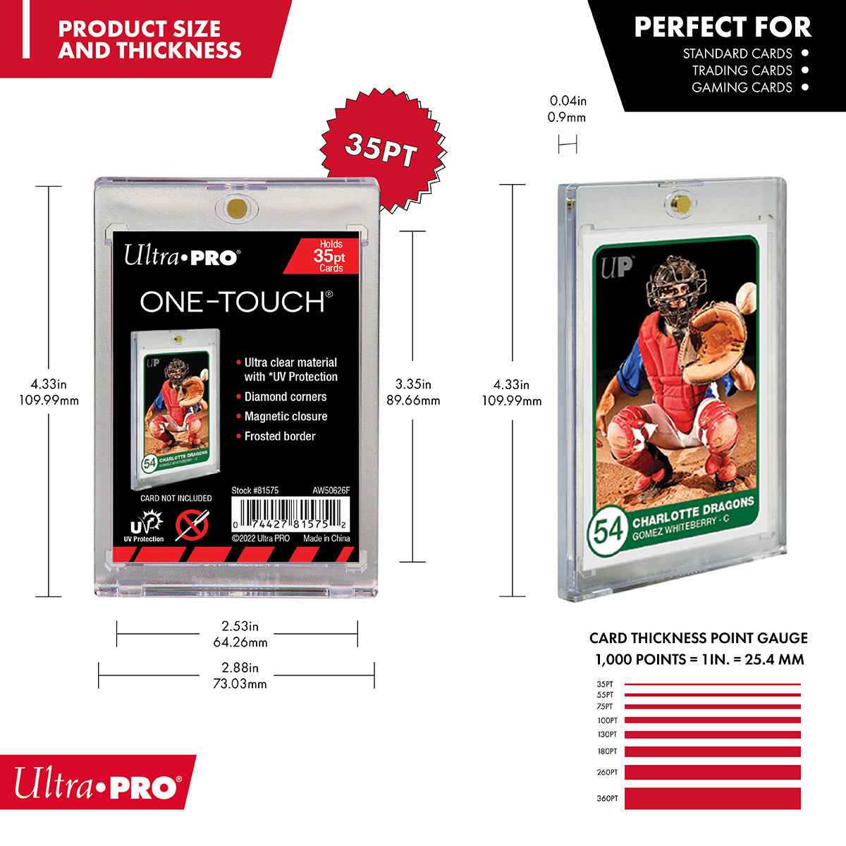 Ultra Pro 35pt One-Touch holder feature callouts