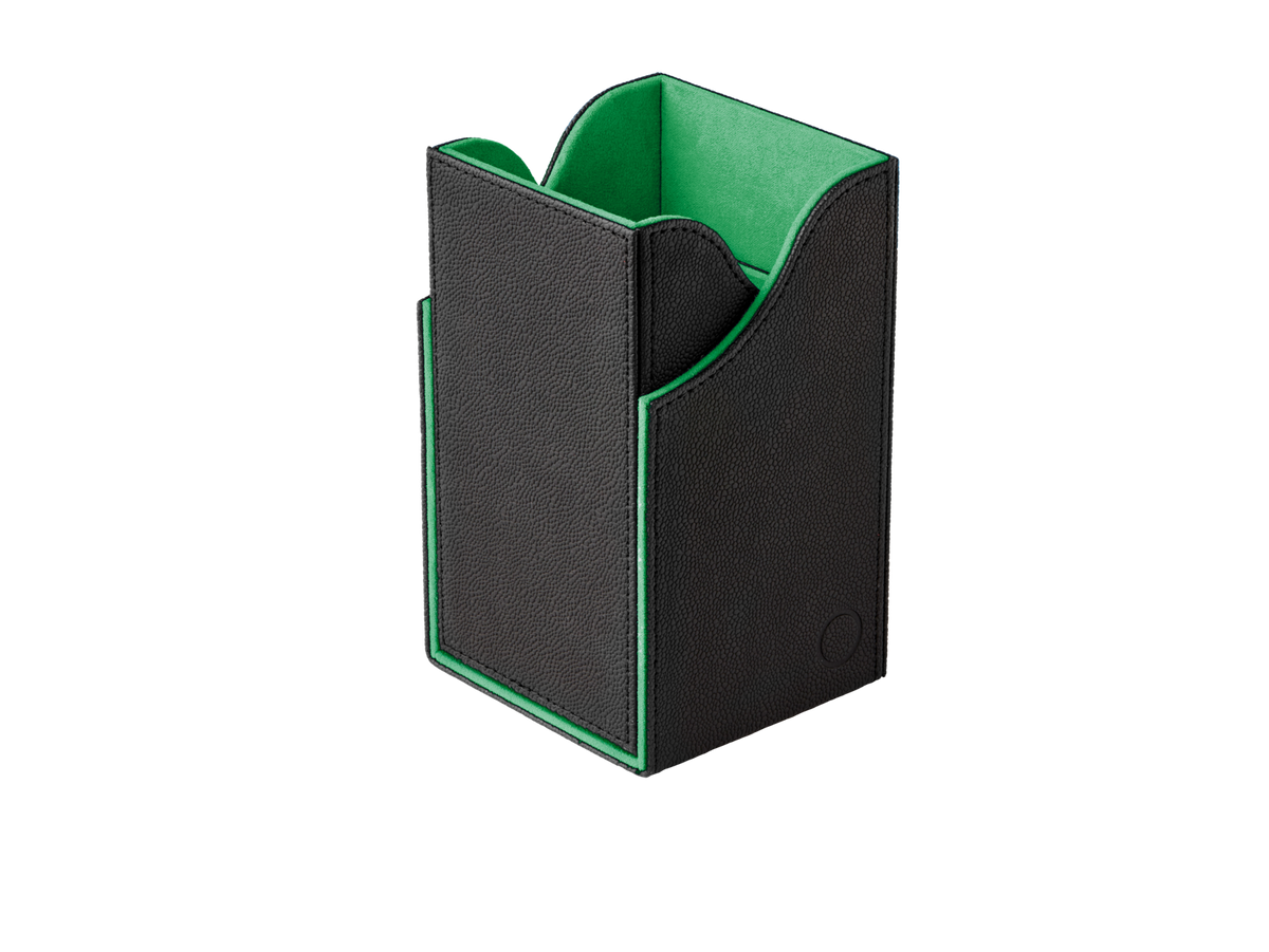 Dragon Shield Nest+ 100 deck box, Black/Green, with removable dice tray