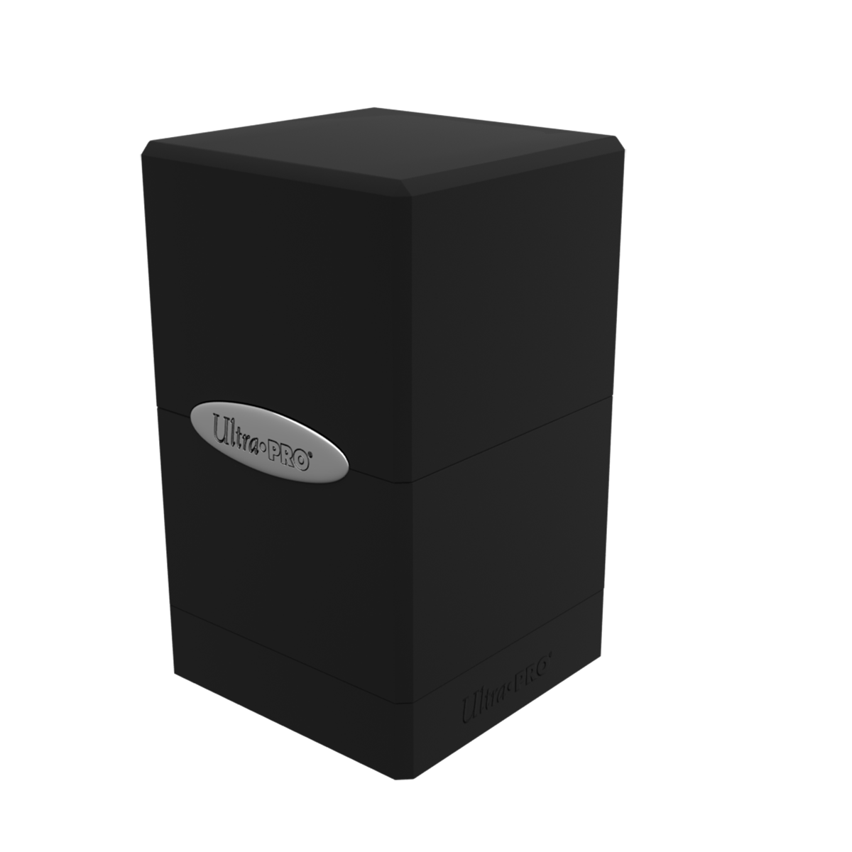 Ultra Pro Classic Satin Tower Deck Box Jet Black, closed, side view