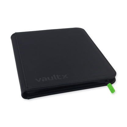 Vault X Exo-Tec 9-Pocket Zip Binder, black, angled view