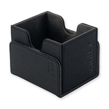 Vault X Exo-Tec Sideloading Deck Box 100+ open with lid removed showing microfiber lining